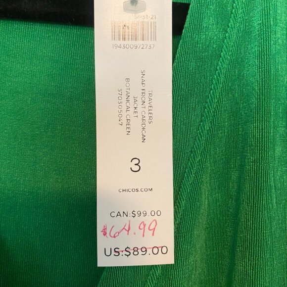 Chicos NWT Travelers Snap Front Cardigan, size 3 (US 16-18) - Picture 4 of 5